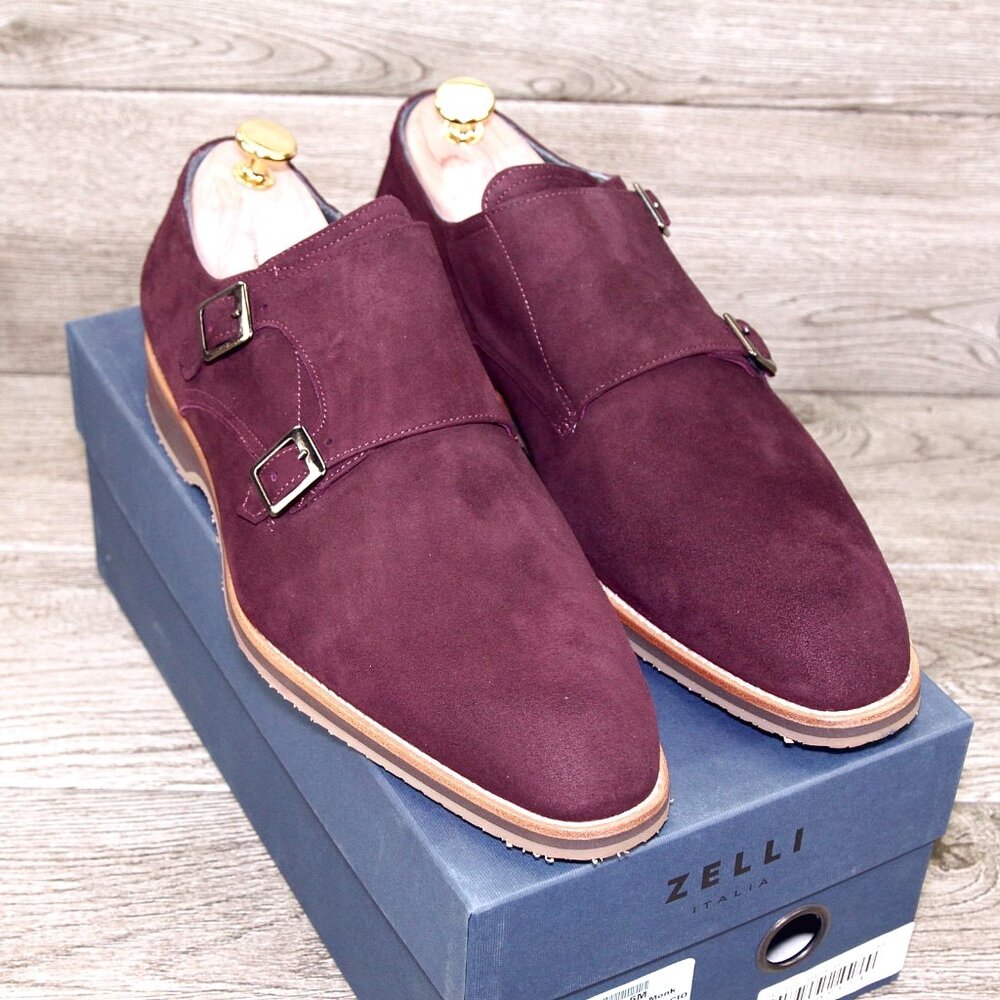 * NIB * $495 Nordstrom ZELLI Italia 10.5 M Bordo Goatskin Suede * add $15 Trees